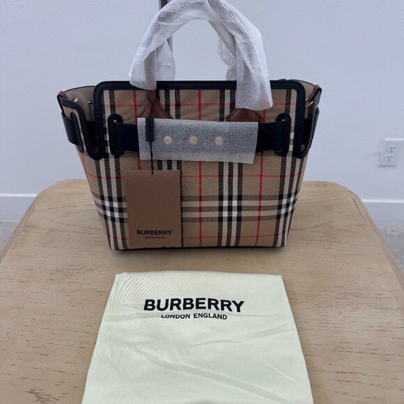 Burberry Small Vintage Check, Triple Stud Tote Bag, Archive Beige - Picture 1 of 14